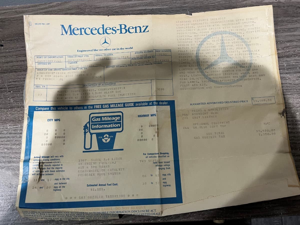 1987 Mercedes 560SL with 2 tops — photo 30