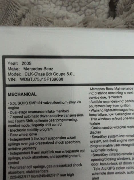 2005 Mercedes Benz CLK500 thumbnail 16